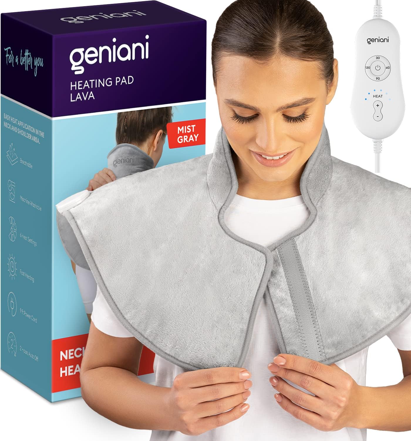 Neck & Shoulders Heating Wrap Lava, Mist Gray
