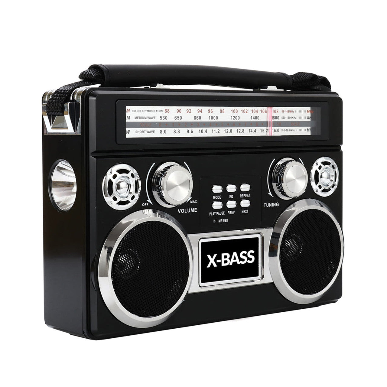 SuperSonic Retro Rechargeable 3 Band Radio With Bluetooth and Flashlight in Black