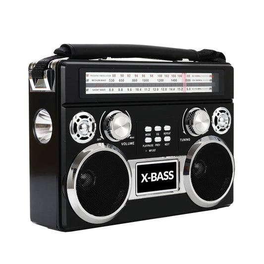 SuperSonic Retro Rechargeable 3 Band Radio With Bluetooth and Flashlight in Black